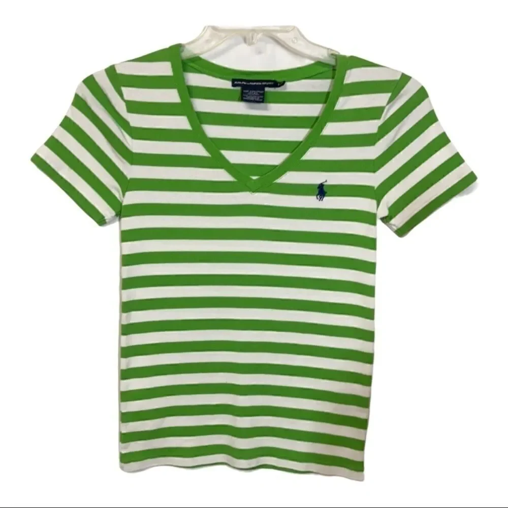RALPH LAUREN, Juniors Sport top, green & white‎